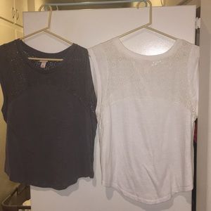 Gray and white tank tops